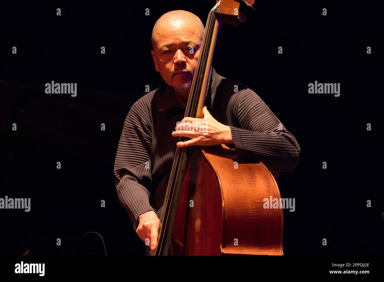 Torino, Italy. 23rd Apr, 2023. Bassist Kiyoshi Kitagawa in concert at 2023 Torino Jazz Festival, Italy. Credit: Marco Destefanis/Alamy Live News Stock Photo