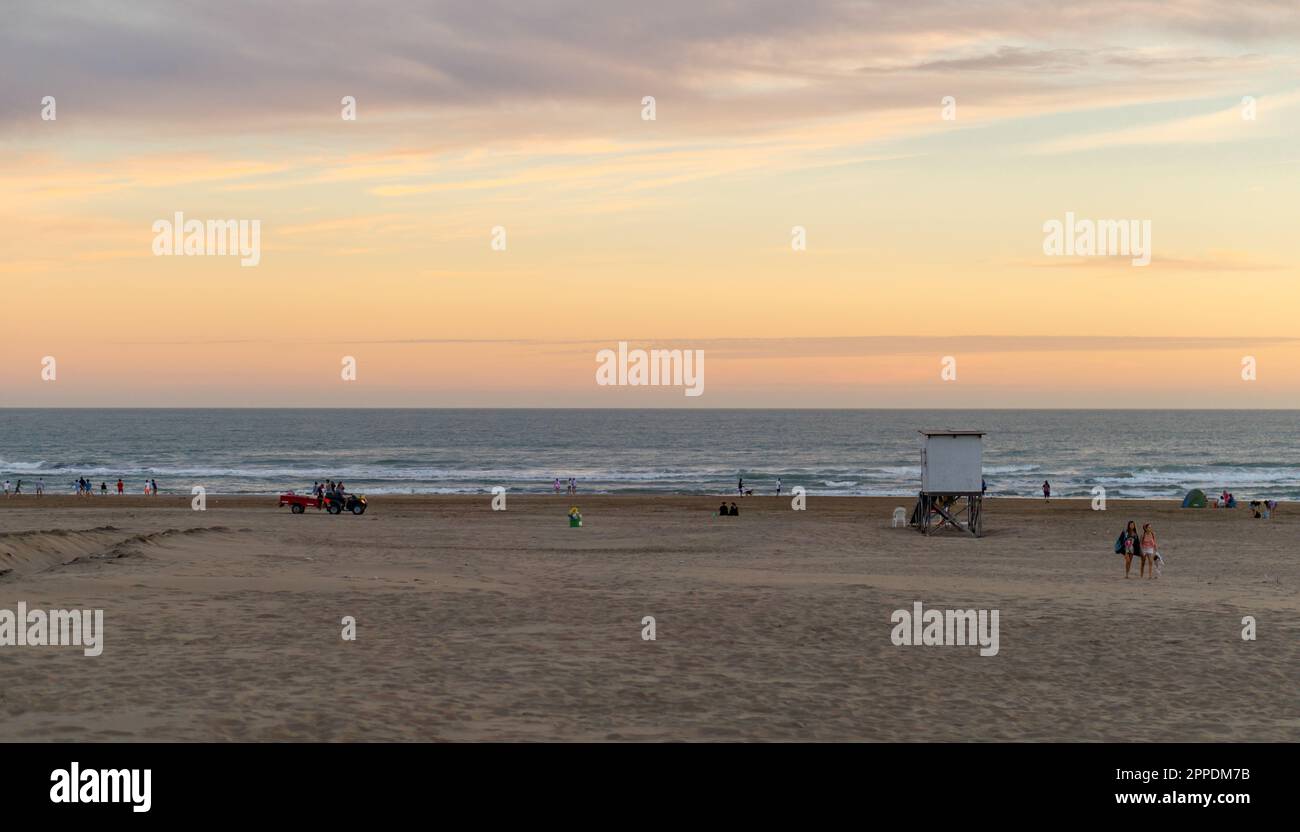 Necochea, Buenos Aires, Argentina. January 19, 2021. View of a beautiful sunset in the coast Stock Photo