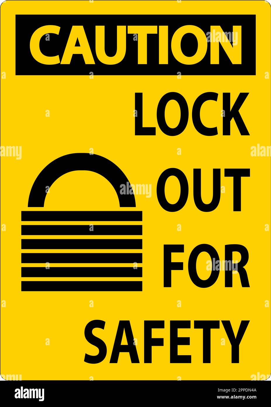 Caution Lock Out For Safety Sign On White Background Stock Vector Image