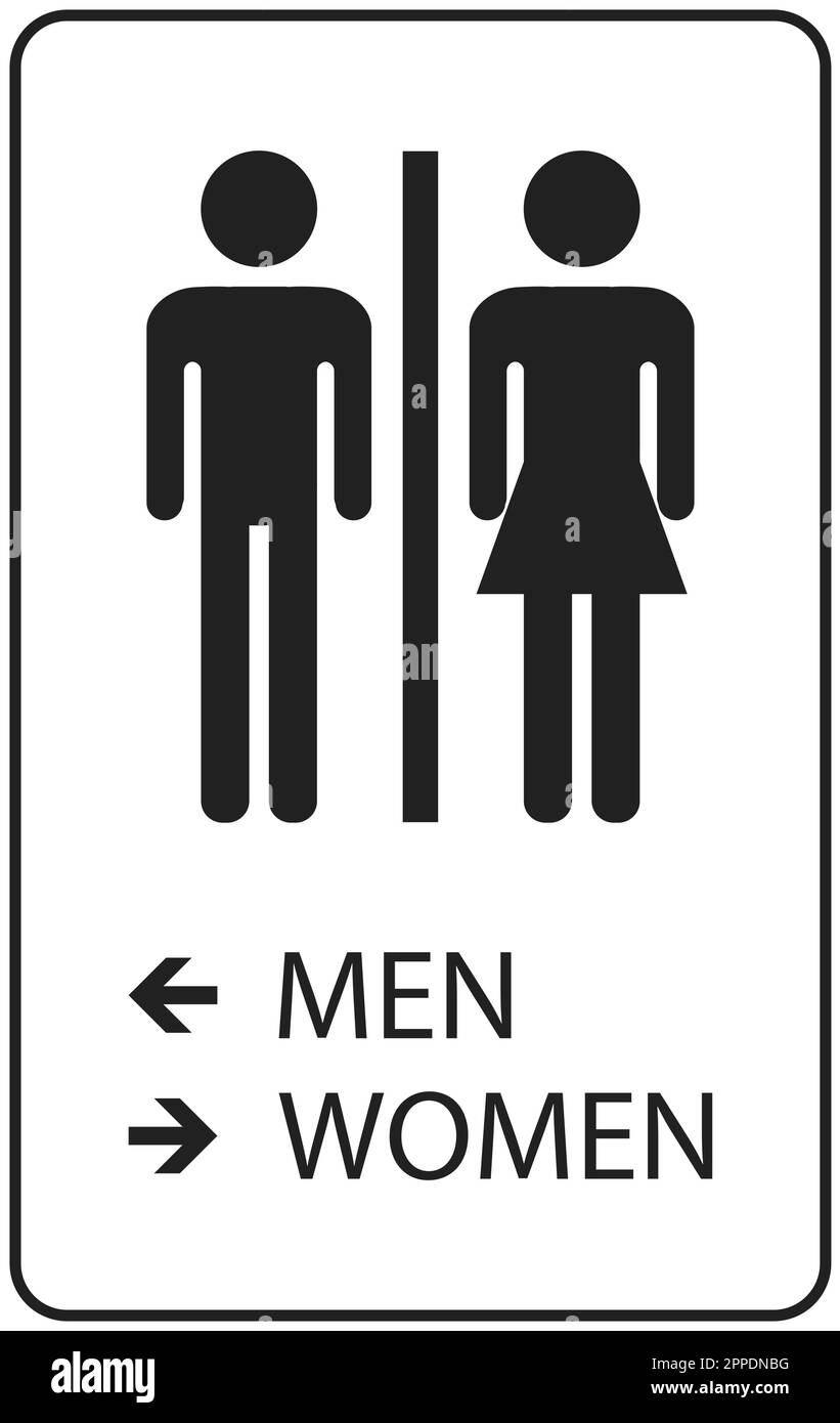 Bathroom Directional Sign Men Left, Women Right Stock Vector