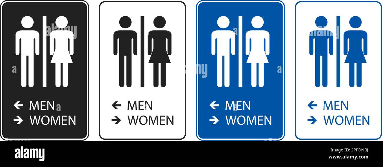 Bathroom Directional Sign Men Left, Women Right Stock Vector Image