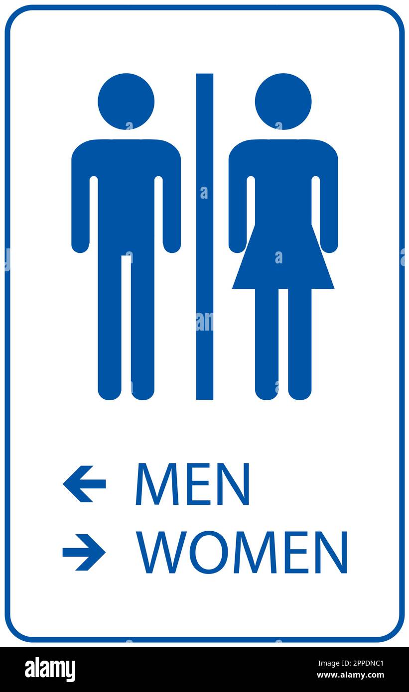 Bathroom Directional Sign Men Left, Women Right Stock Vector