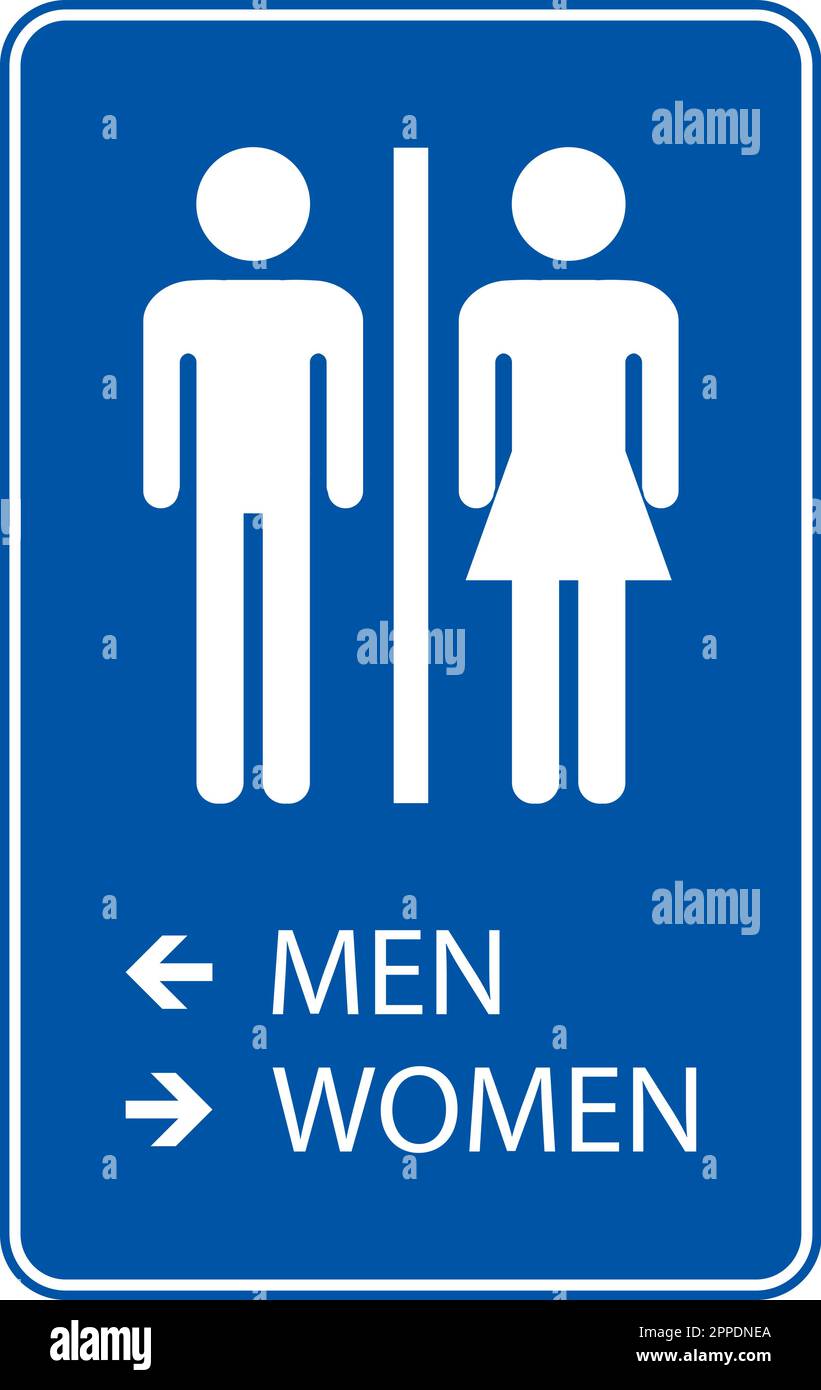 Bathroom Directional Sign Men Left, Women Right Stock Vector Image