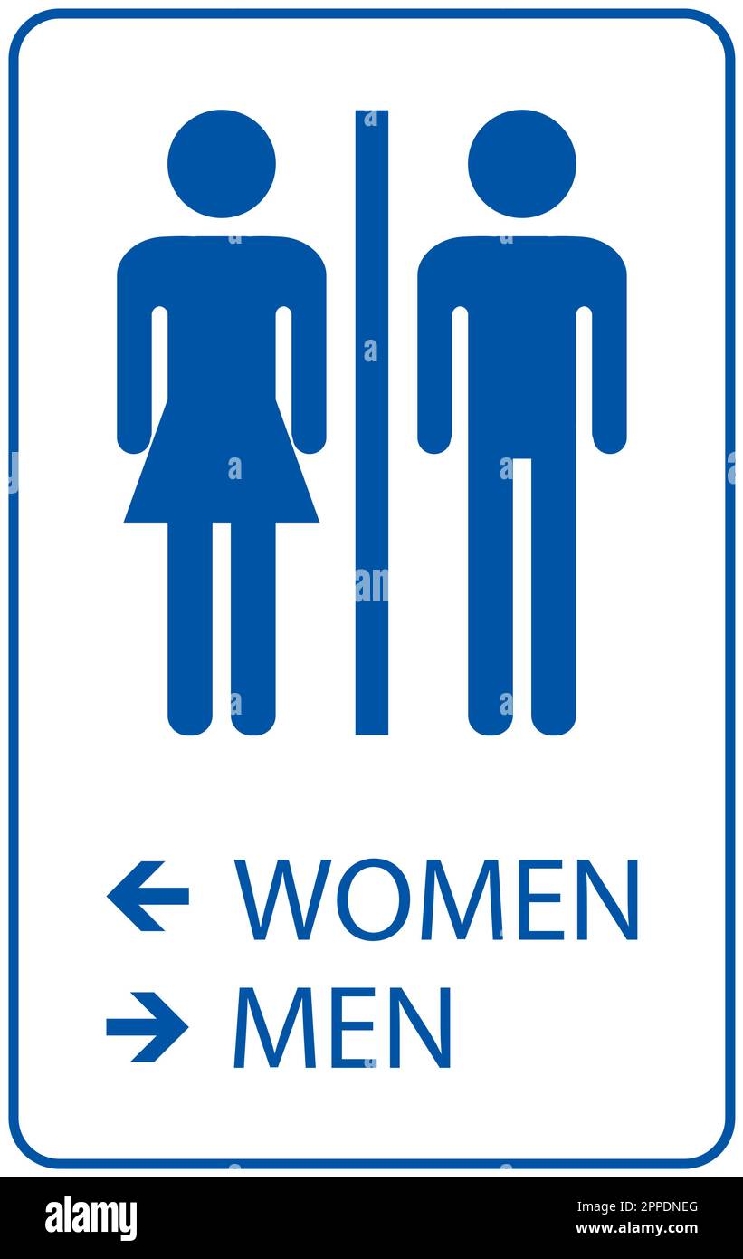 Bathroom Directional Sign Women Left, Men Right Stock Vector
