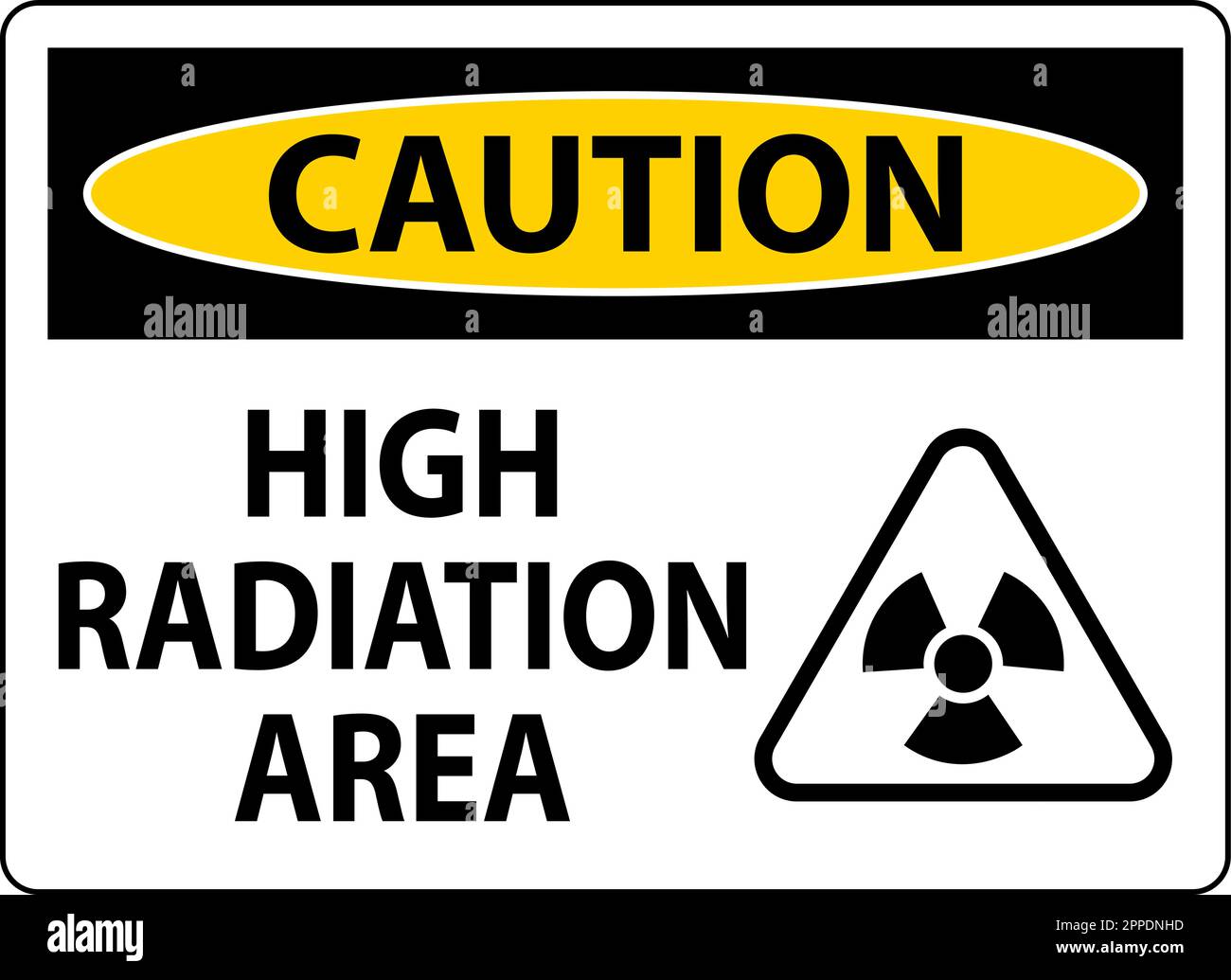 Caution High Radiation Area Sign On White Background Stock Vector