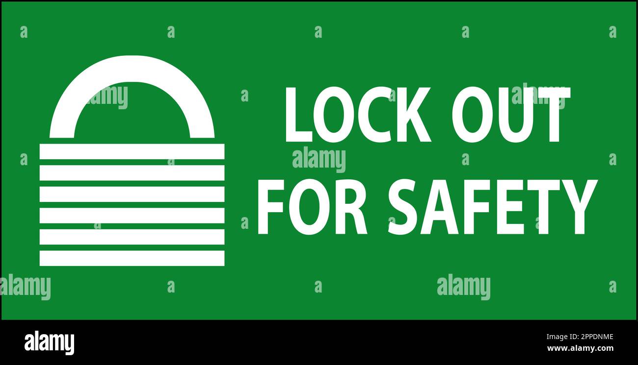 Caution Lock Out For Safety Sign On White Background Stock Vector Image