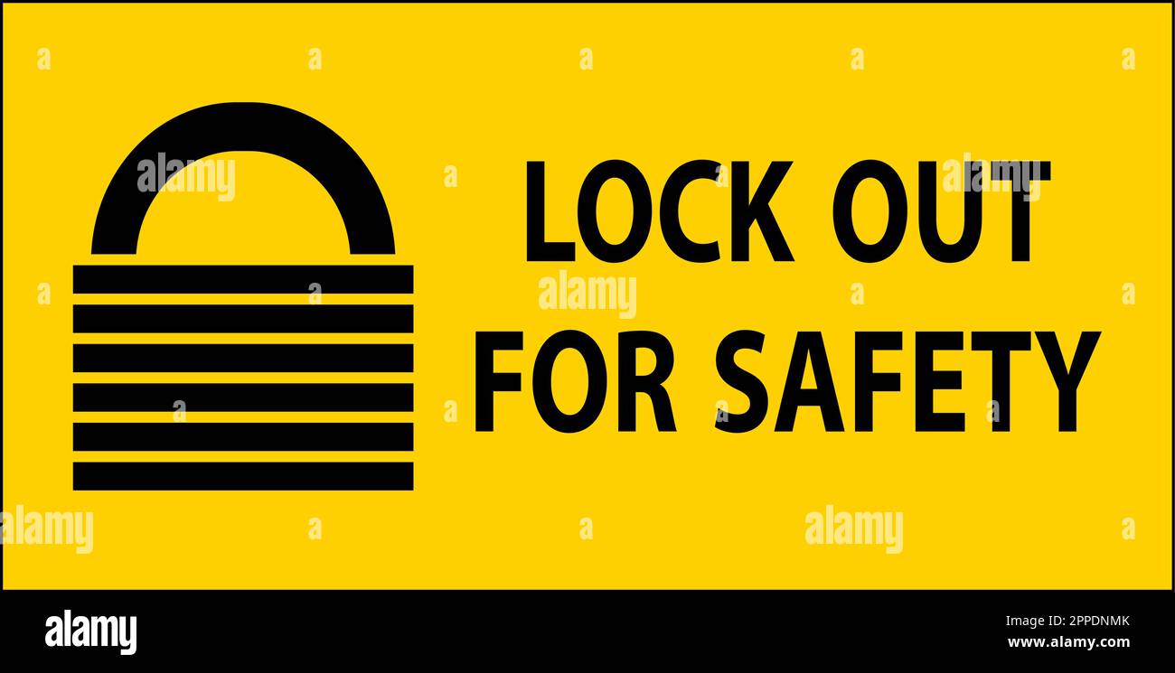 Caution Lock Out For Safety Sign On White Background Stock Vector Image