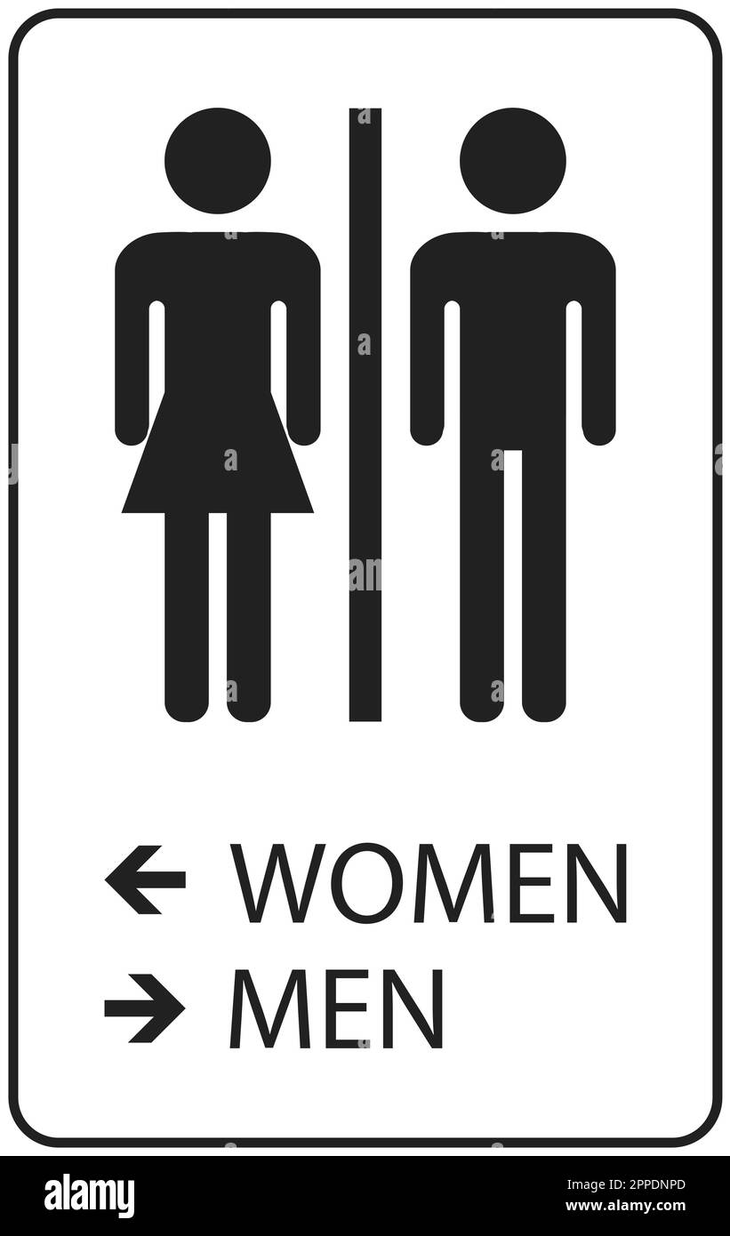 Bathroom Directional Sign Women Left, Men Right Stock Vector