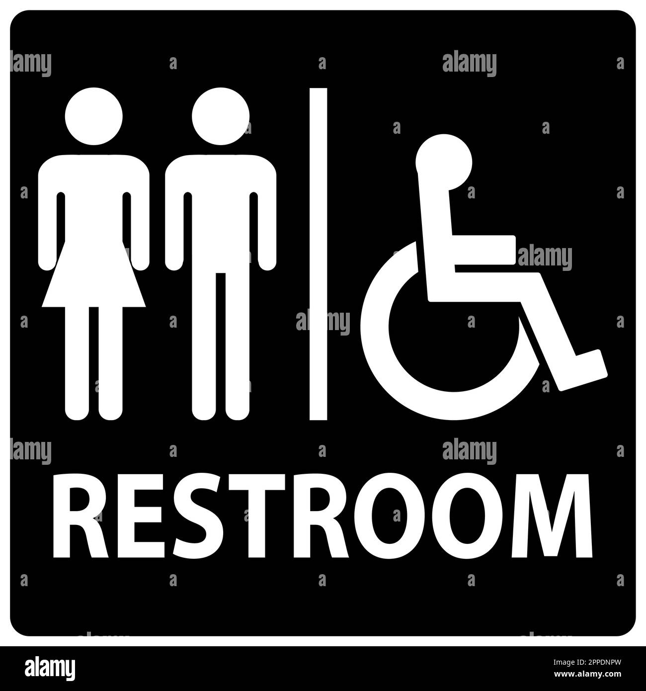 Unisex And Disabled Toilet Door Sign,Handicap Restroom Symbol Stock