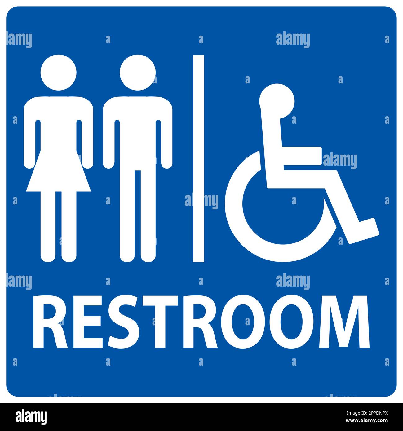 Unisex And Disabled Toilet Door Sign,Handicap Restroom Symbol Stock