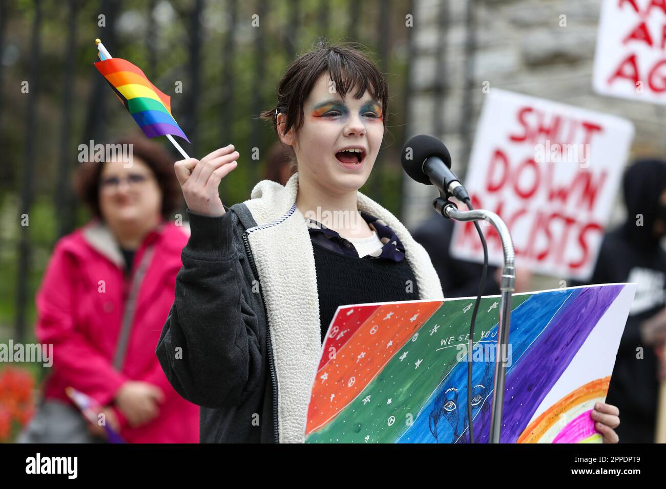 State College, United States. 23rd Apr, 2023. A twelve year old student ...