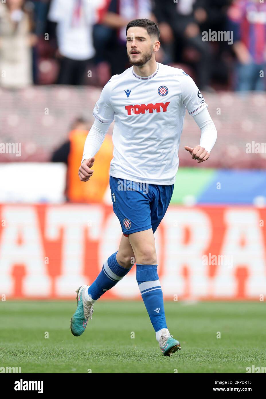 Geneva, Switzerland, 21st April 2023. The Hajduk Split starting eleven line  up for a team photo prior to kick off, back row ( L to R ); Jere Vrcic,  Mate Antunovic, Ante