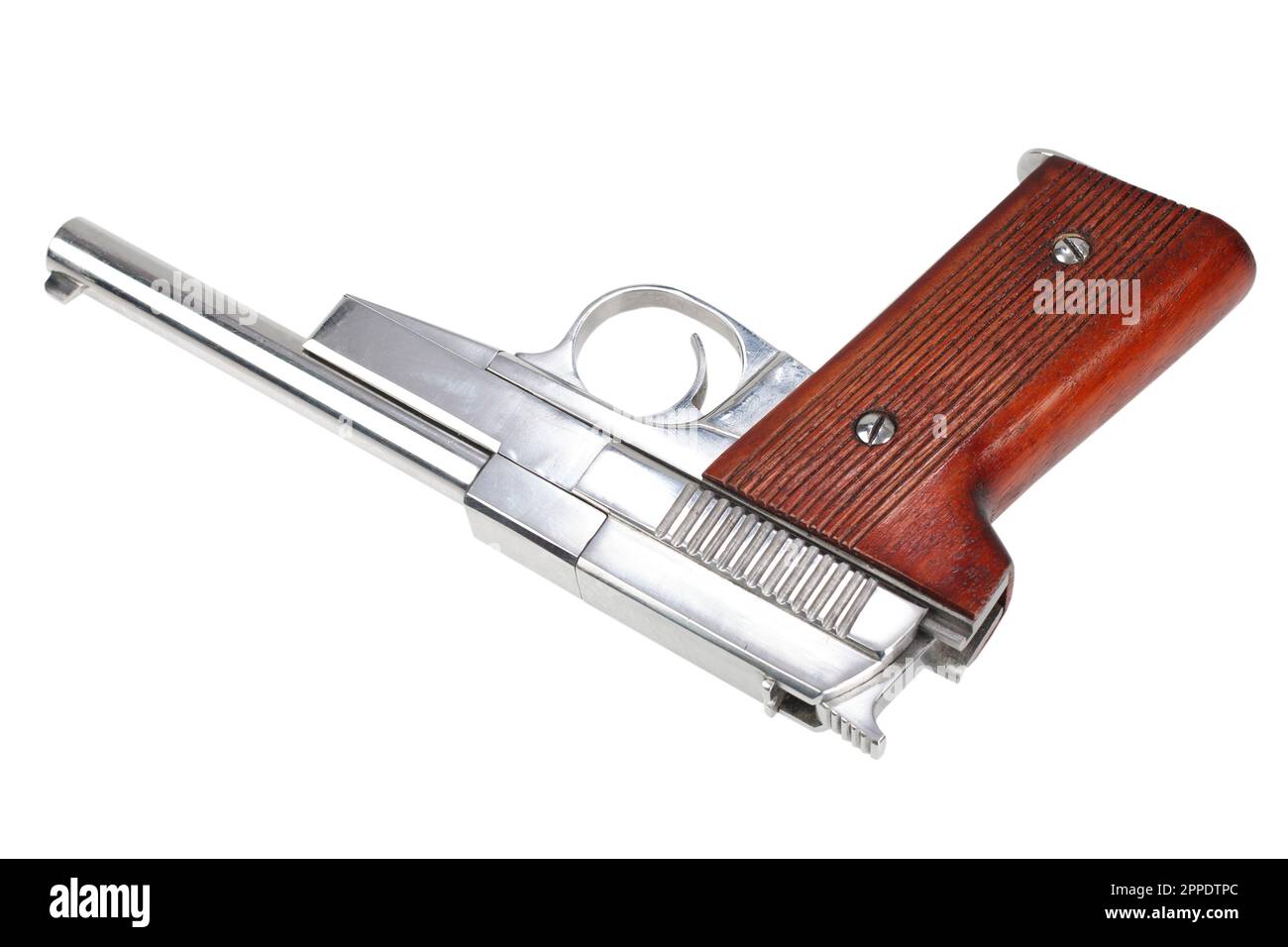 Vintage retro handgun isolated on white background Stock Photo - Alamy