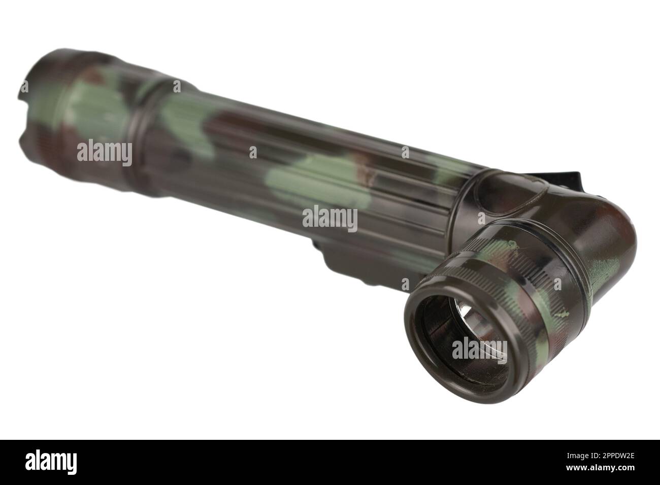military style flashlight isolated on white background Stock Photo - Alamy