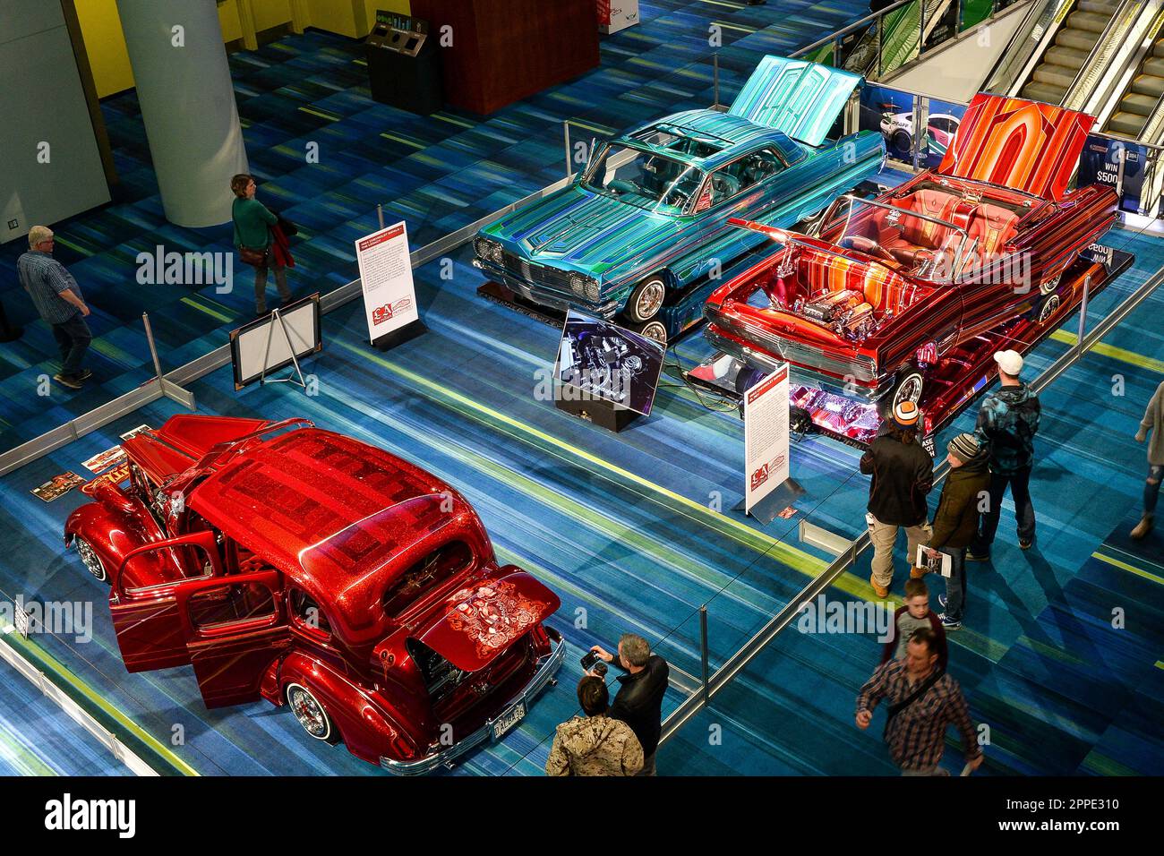 Toronto, ON,  Canada - February 15, 2019:Visitors view cars presented at the exhibition during the Canadian International Auto Show 2019 at Metro Toro Stock Photo