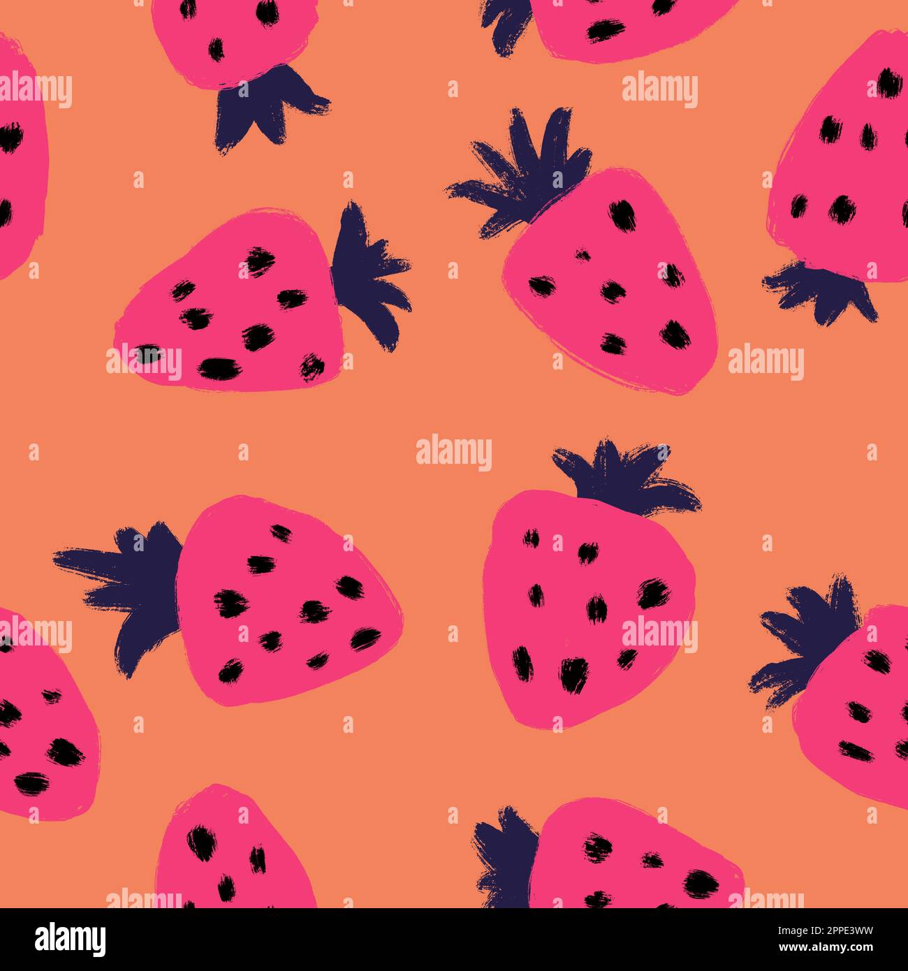 Strawberry Pattern- Pink Background Wrapping Paper by Studio