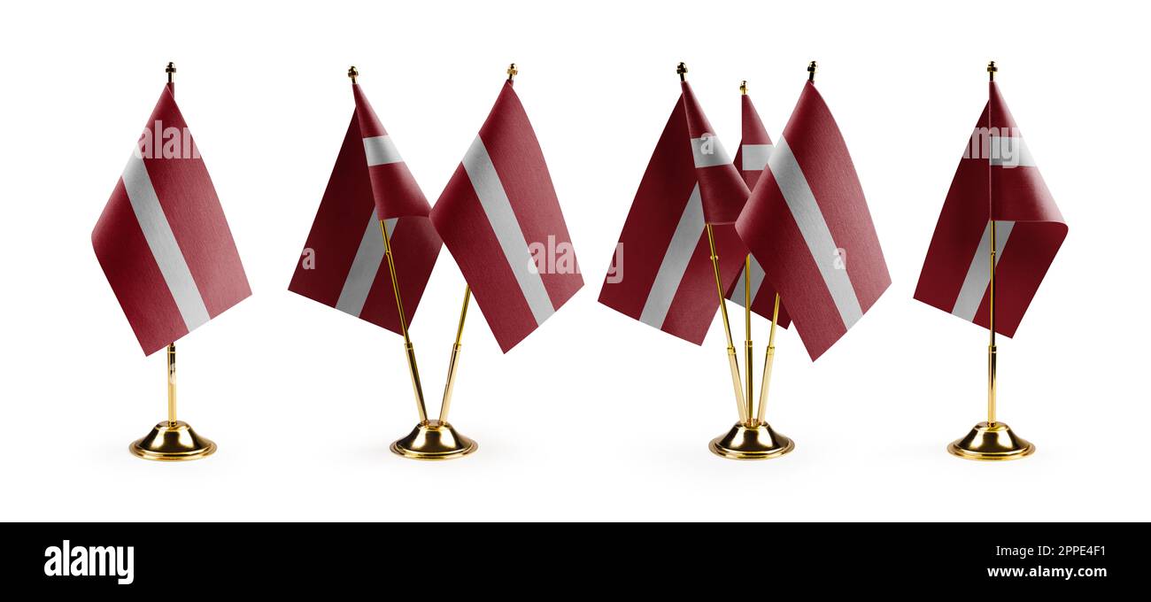 Small national flags of the Latvia on a white background Stock Photo ...