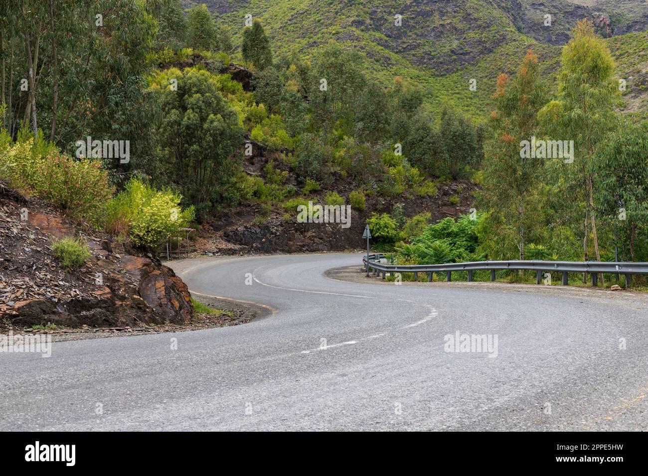 Curvy road beautiful landscape view in the mountains Stock Photo