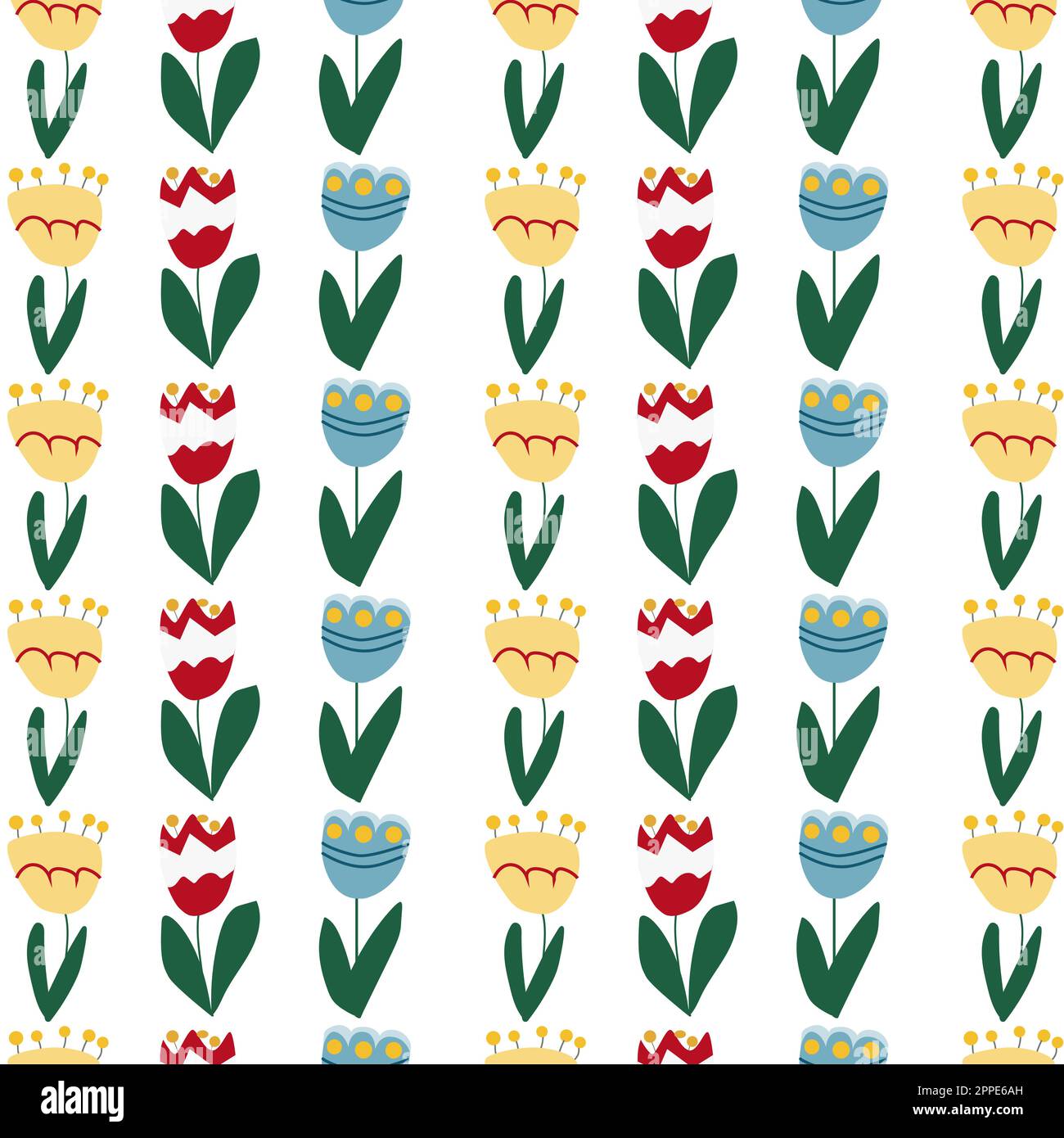 flower pattern of tulip bells on white background Stock Vector Image ...