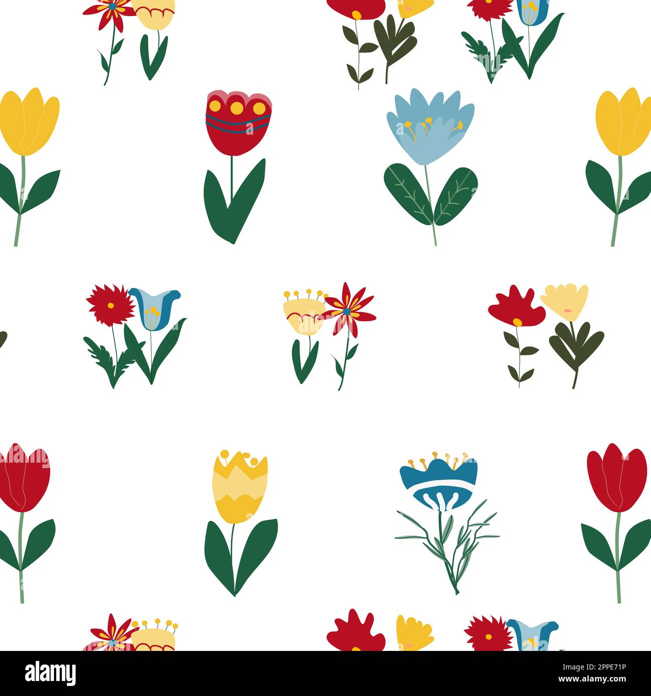 spring summer pattern of flowers in a folk style Stock Vector Image ...
