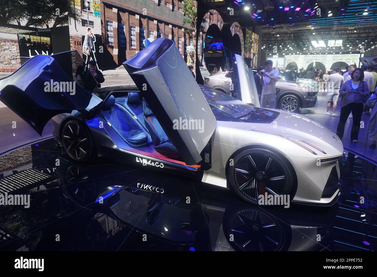 SHANGHAI, CHINA - APRIL 20, 2023 - Spectators look at Lynk & Co's concept  car The Next Day at the Shanghai Auto Show in Shanghai, China, April 20,  2023. The concept car