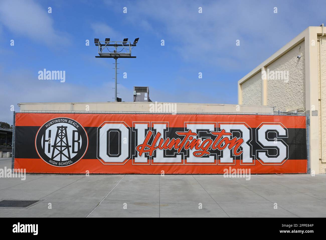 HUNTINGTON BEACH, CALIFORNIA 23 APR 2023 Banner for the Oilers on