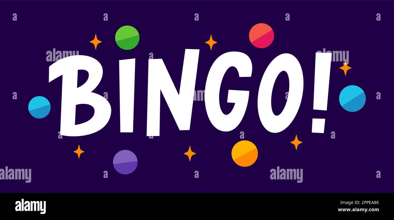 BINGO logo with lottery balls and stars. Bingo game. Vector