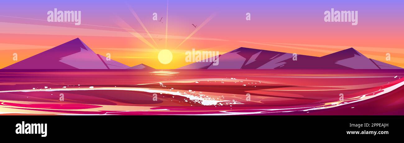 Beautiful waves on beach sunset Stock Vector Images - Alamy