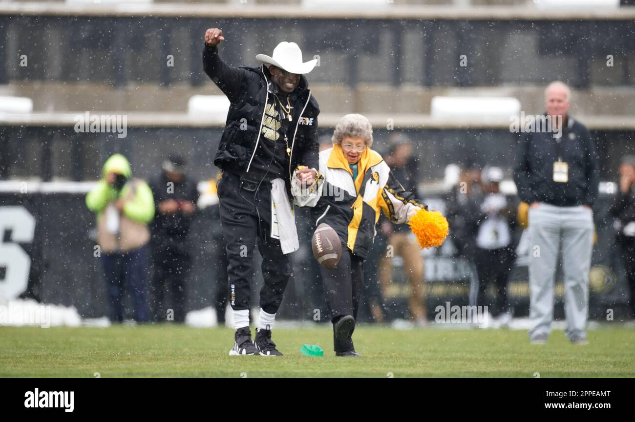 Colorado Head Coach Deion Sanders And Fan Peggy Coppom In The First ...