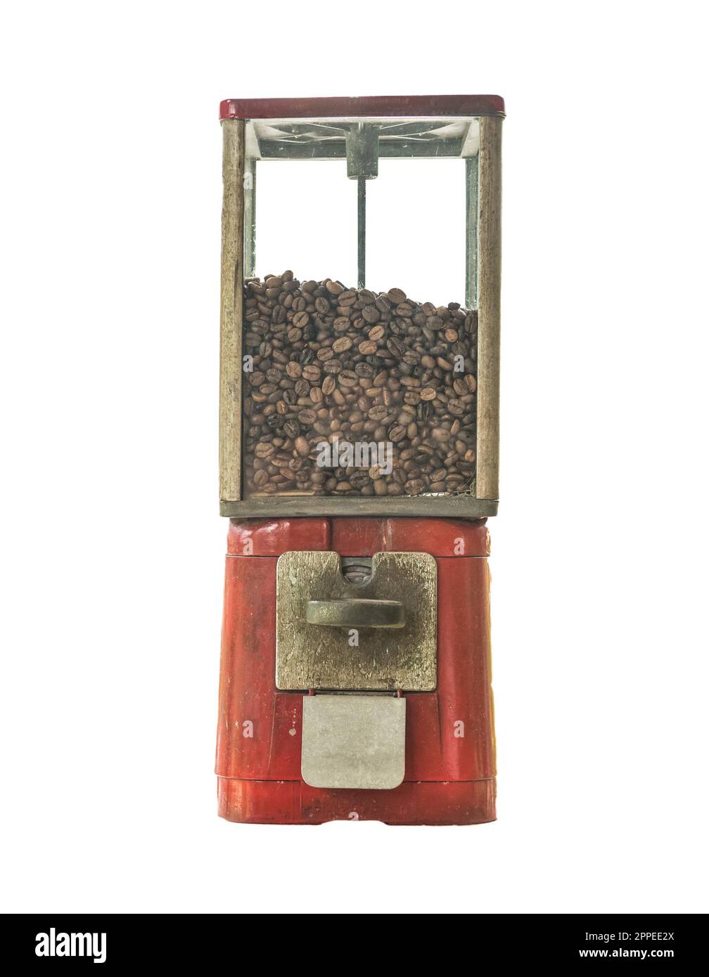 coffee bean in vintage vending machine, white background Stock Photo