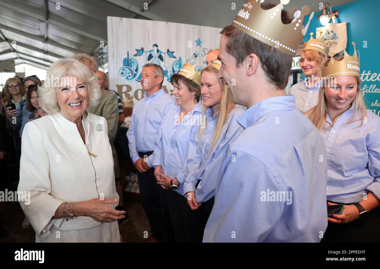 File photo dated 10/06/22 of the then Duchess of Cornwall laughing with ...