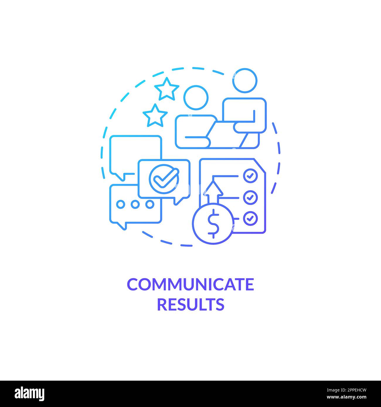 Communicate results blue gradient concept icon Stock Vector