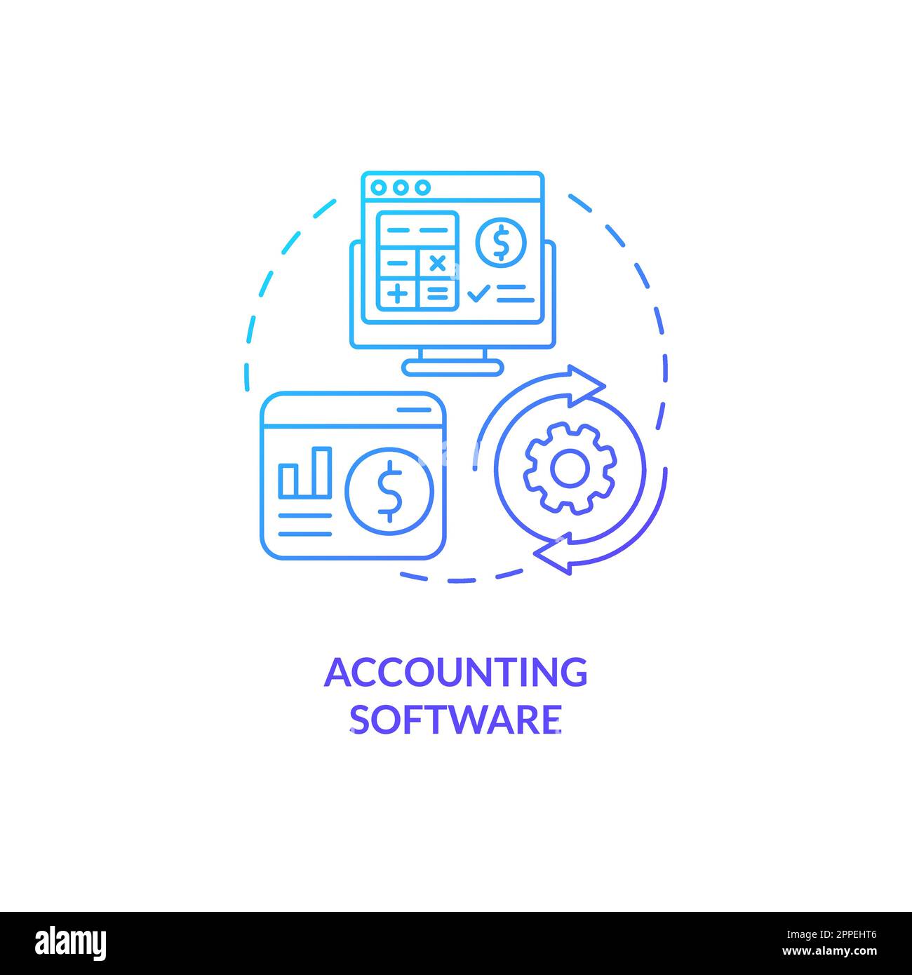 Accounting software blue gradient concept icon Stock Vector Image & Art ...