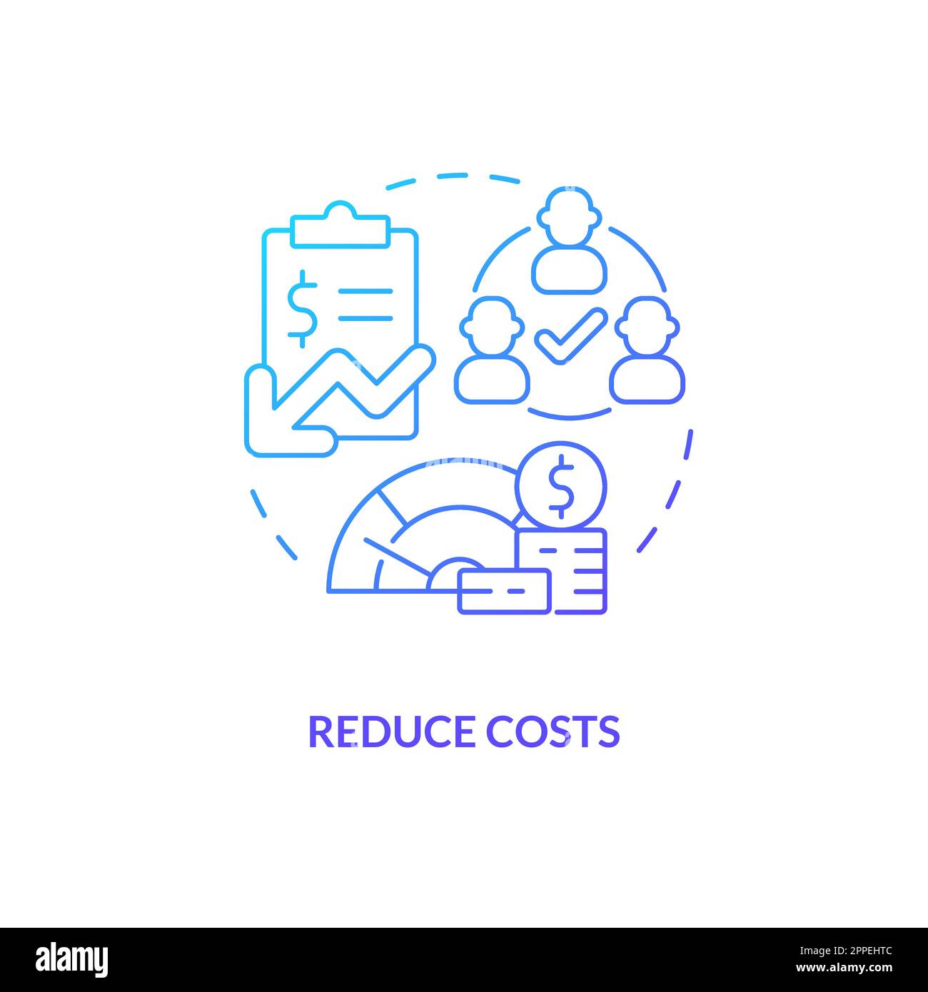 Reduce costs blue gradient concept icon Stock Vector