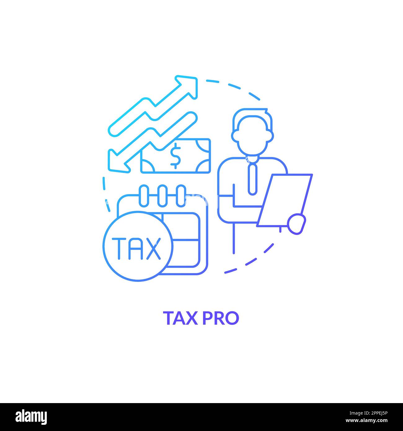 Tax pro blue gradient concept icon Stock Vector