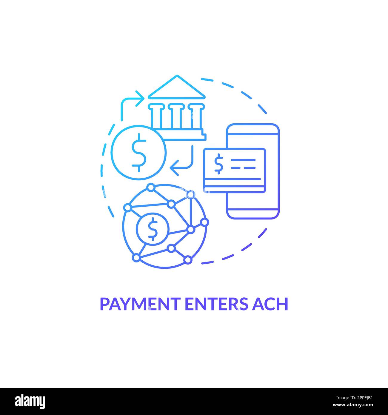 Payment enters ACH blue gradient concept icon Stock Vector