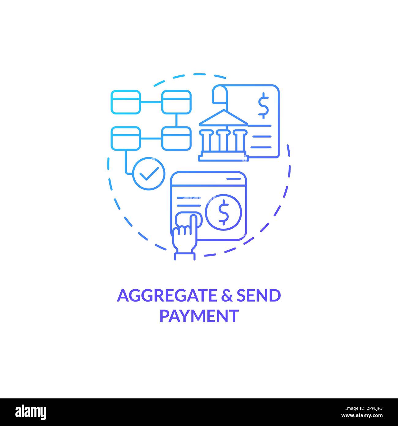 Aggregate and send payment blue gradient concept icon Stock Vector