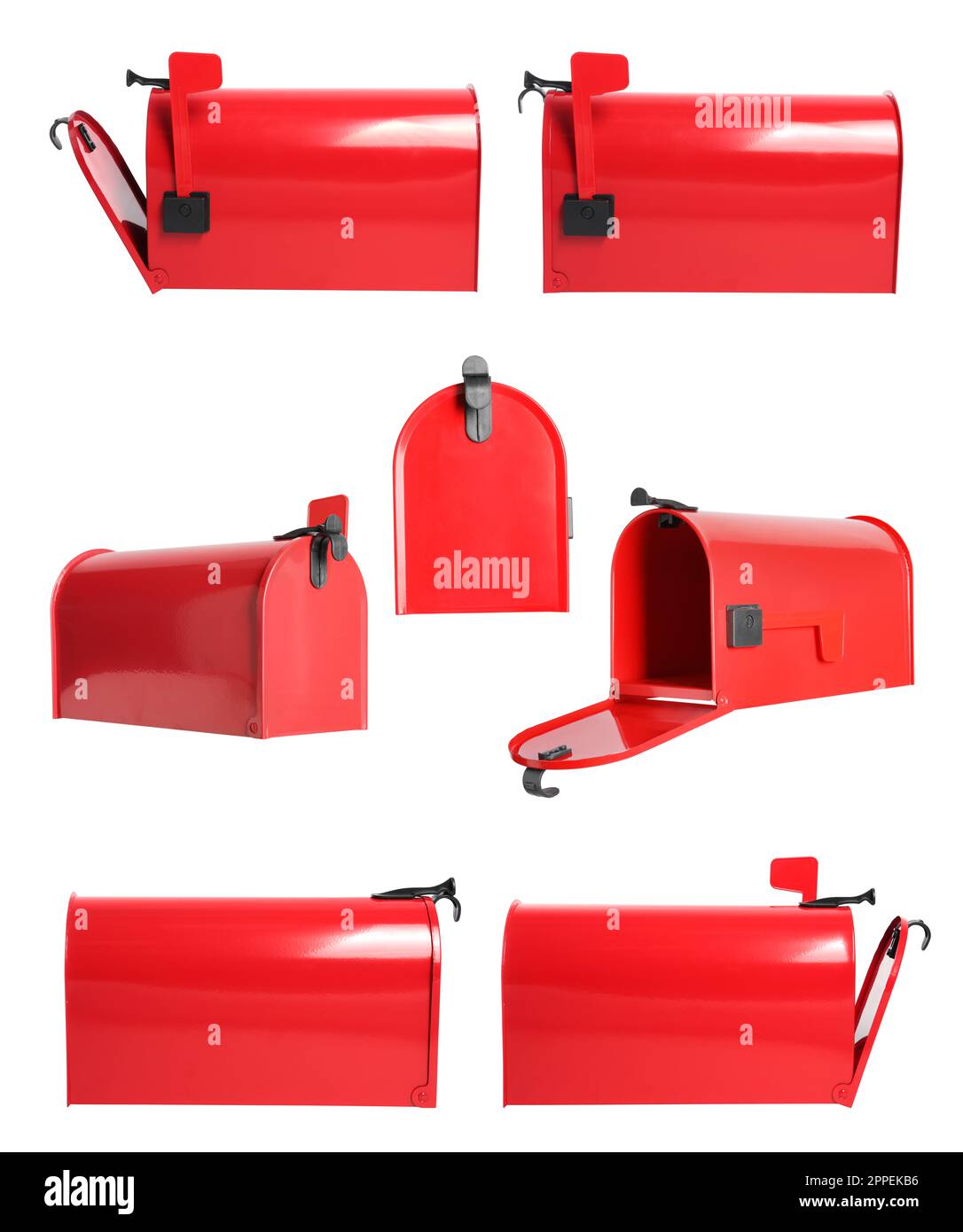 Set with red letter boxes on white background Stock Photo Alamy