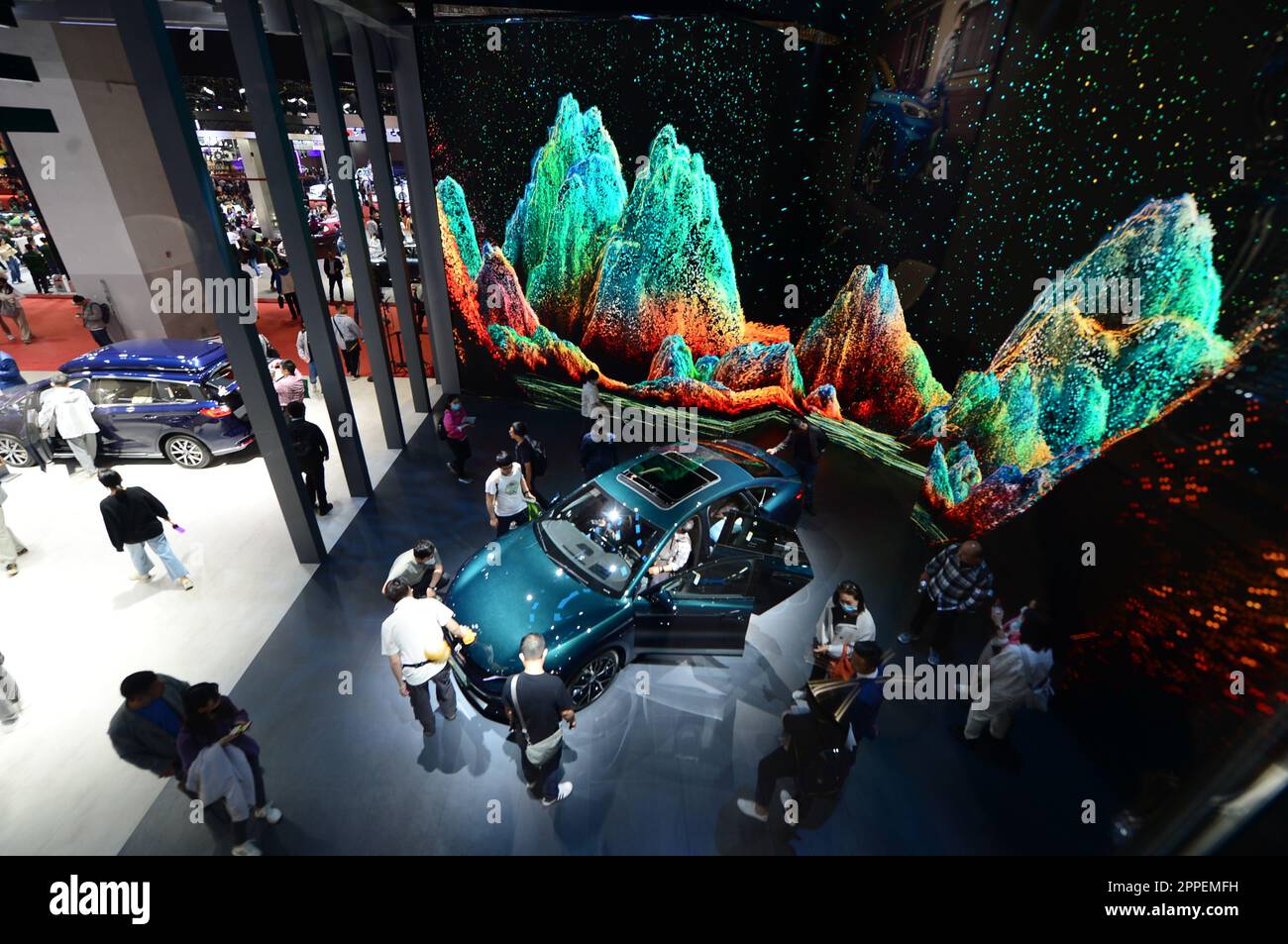 SHANGHAI, CHINA - APRIL 21, 2023 - A crowd gathers at the stand of ...