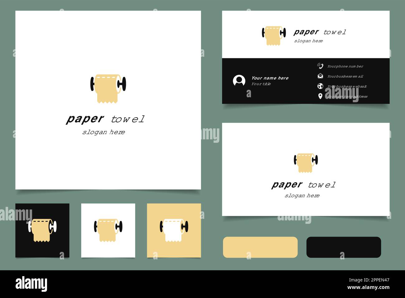 Paper towel logo design with editable slogan. Branding book and