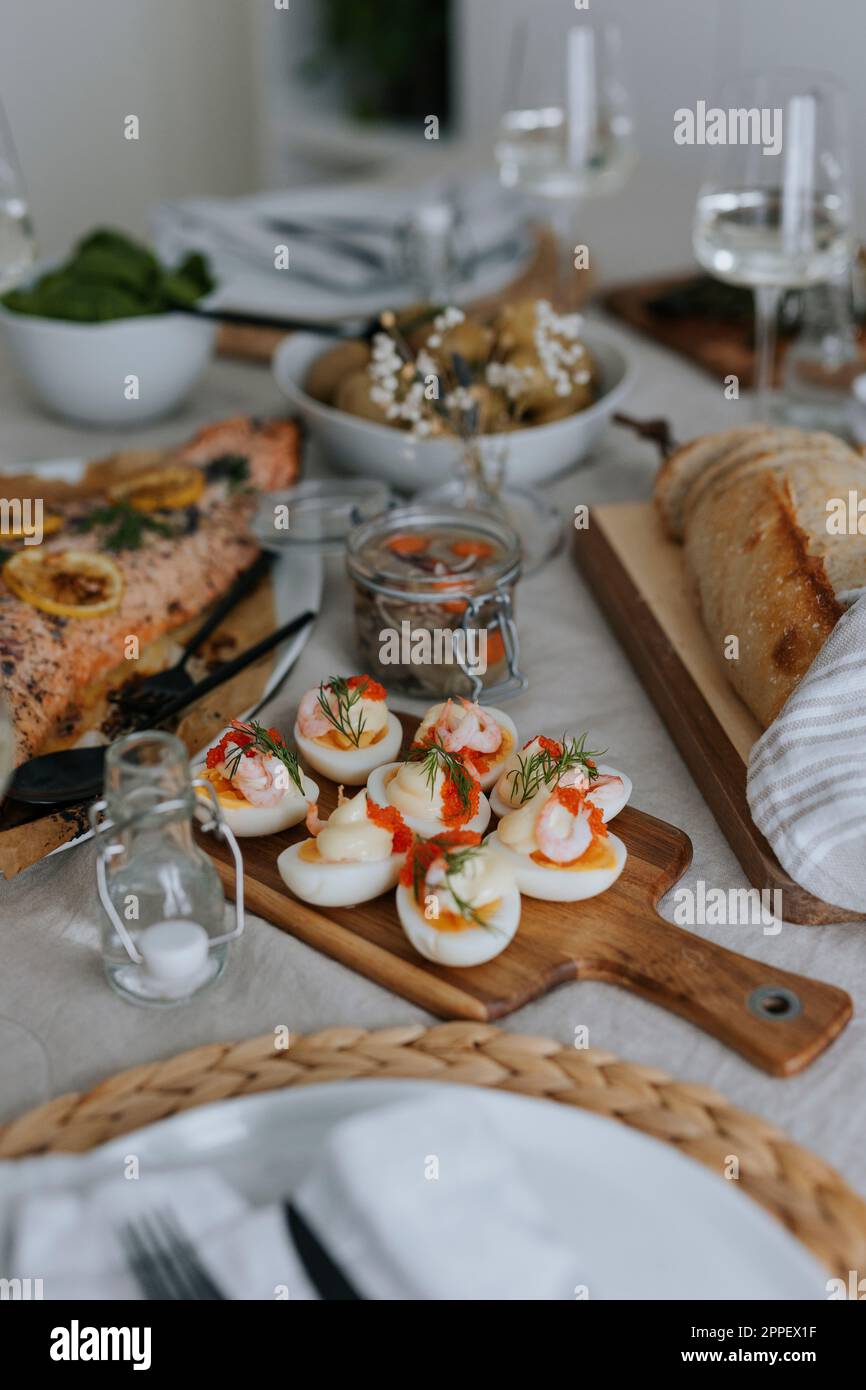 Table set for Easter meal Stock Photo