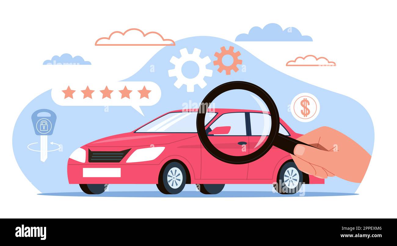 Review and evaluation of condition of car, automobile rating. Hand hold