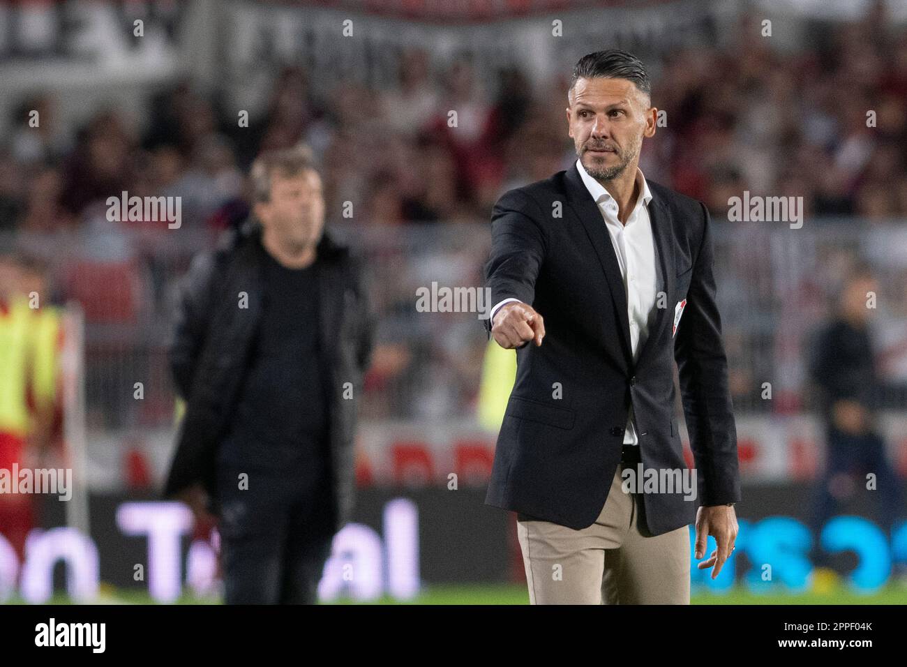 Buenos Aires, Argentina. 23rd Apr, 2023. Martin Demichelis coach of River Plate seen during a Liga Profesional 2023 match between River Plate and Independiente at Estadio Mas Monumental Antonio Vespucio Liberti. Final Score: River Plate 2:0 Independiente Credit: SOPA Images Limited/Alamy Live News Stock Photo