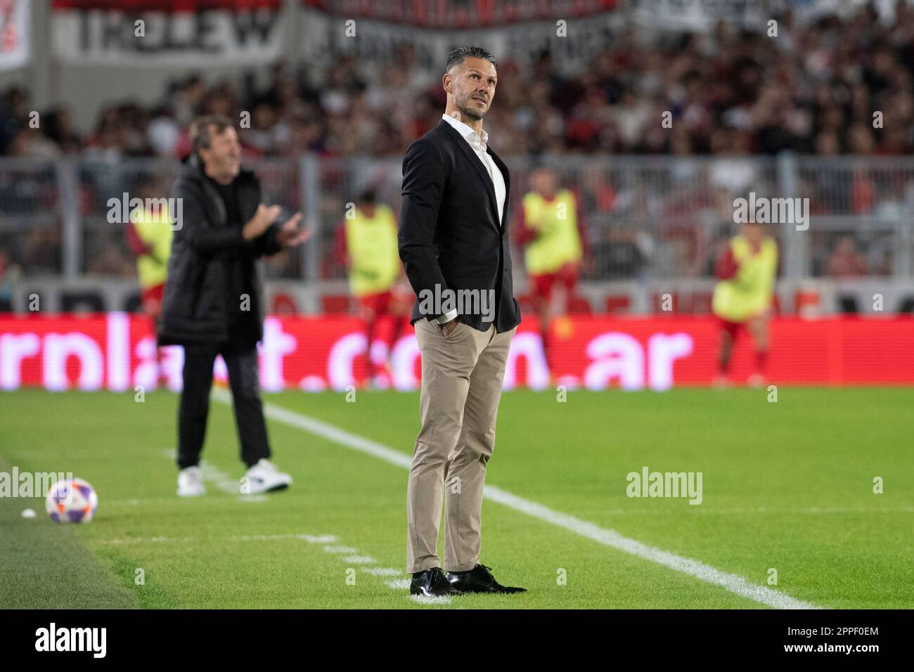 Buenos Aires, Argentina. 23rd Apr, 2023. Martin Demichelis coach of River Plate seen during a Liga Profesional 2023 match between River Plate and Independiente at Estadio Mas Monumental Antonio Vespucio Liberti. Final Score: River Plate 2:0 Independiente (Photo by Manuel Cortina/SOPA Images/Sipa USA) Credit: Sipa USA/Alamy Live News Stock Photo