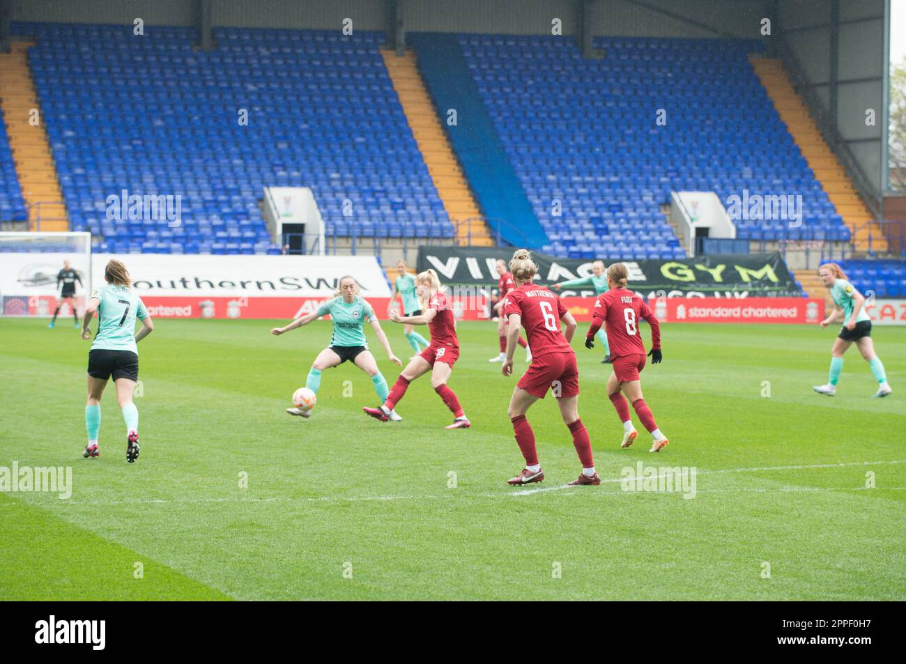 Liverpool, UK. 23rd Apr, 2023. GV, Atmosphere, General View, WSL Liverpool V Brighton & Hove Albion at Prenton Park Stadium, a win for Liverpool score 2-1, on World Earth Day, (Terry Scott/SPP) Credit: SPP Sport Press Photo. /Alamy Live News Credit: SPP Sport Press Photo. /Alamy Live News Stock Photo