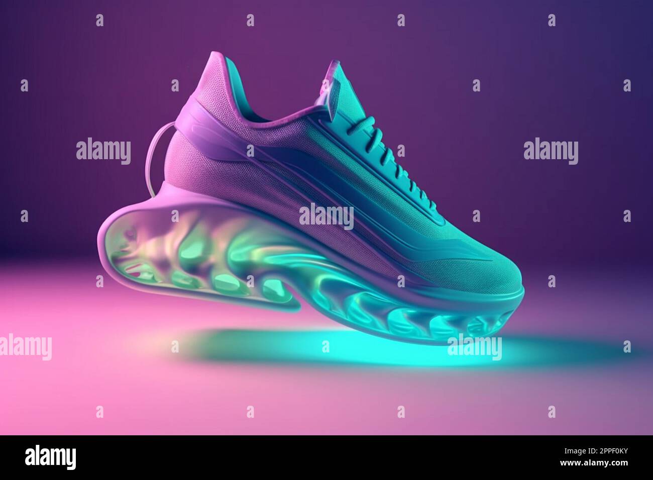 Futuristic fashion original sneakers. Future design of stylish sport shoes  with neon glow, futuristic urban aesthetics. Sportswear, style and fashion  Stock Photo - Alamy