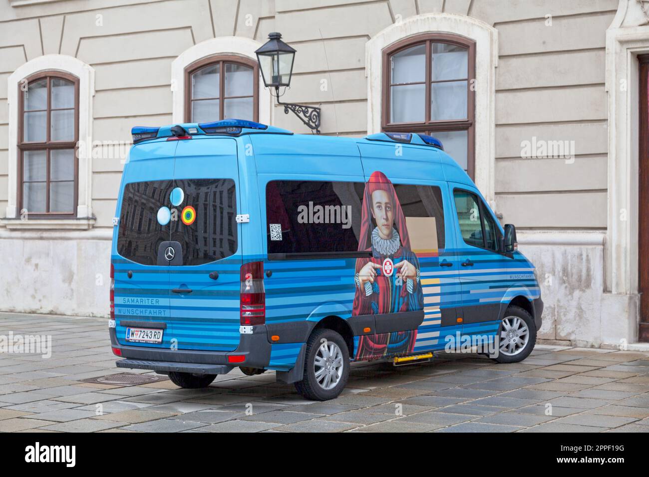 Vienna, Austria - May 29 2019: Van of the Austrian Samaritans (Samariter-Wunschfahrt). Stock Photo