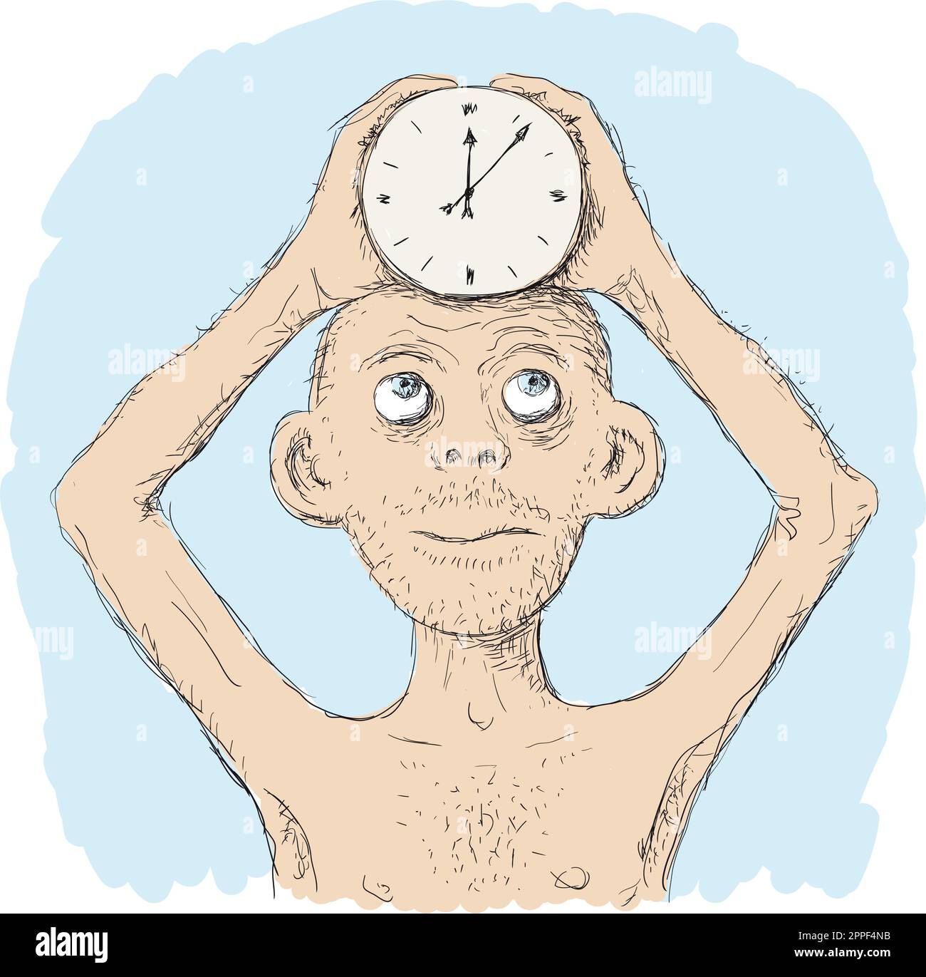 Person with clock on head, vector illustration Stock Vector Image & Art