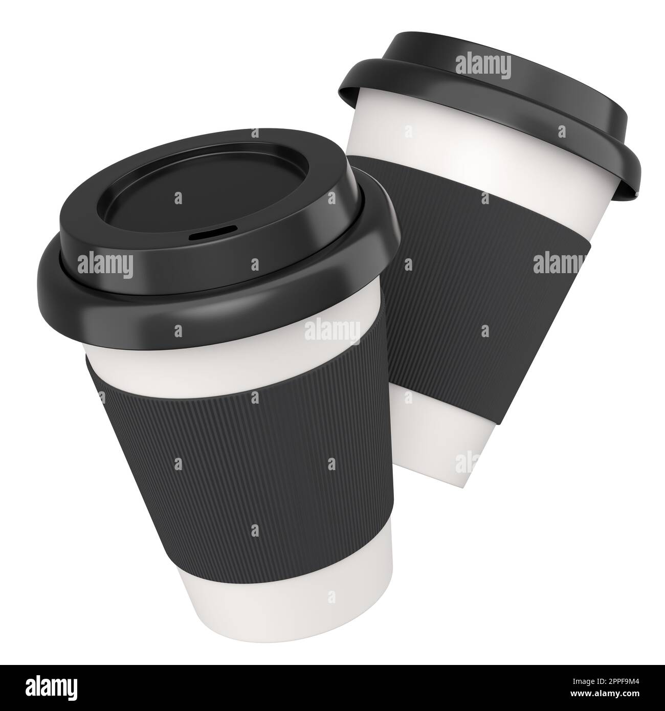 Set of paper coffee cups with cover for cappuccino, americano, espresso ...