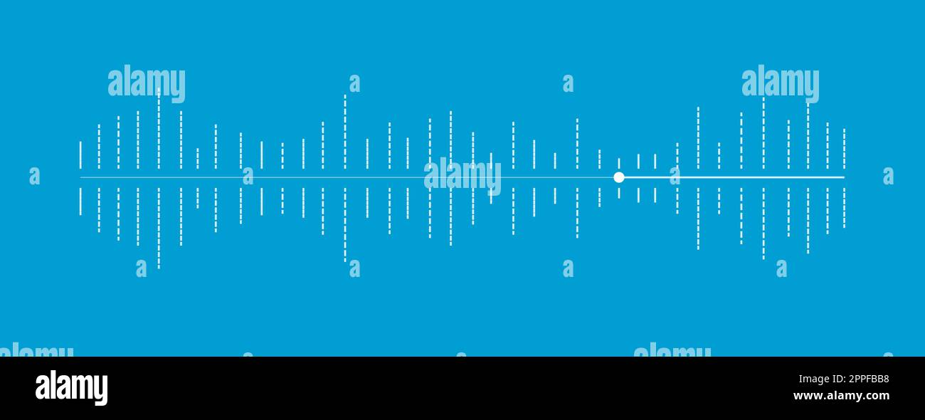 Equalizer wave banner background. Vector isolated Illustration. White lines on blue backdrop Stock Vector